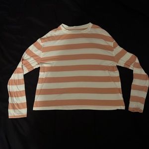 Cropped Orange and White Stripes Long Sleeve Shirt